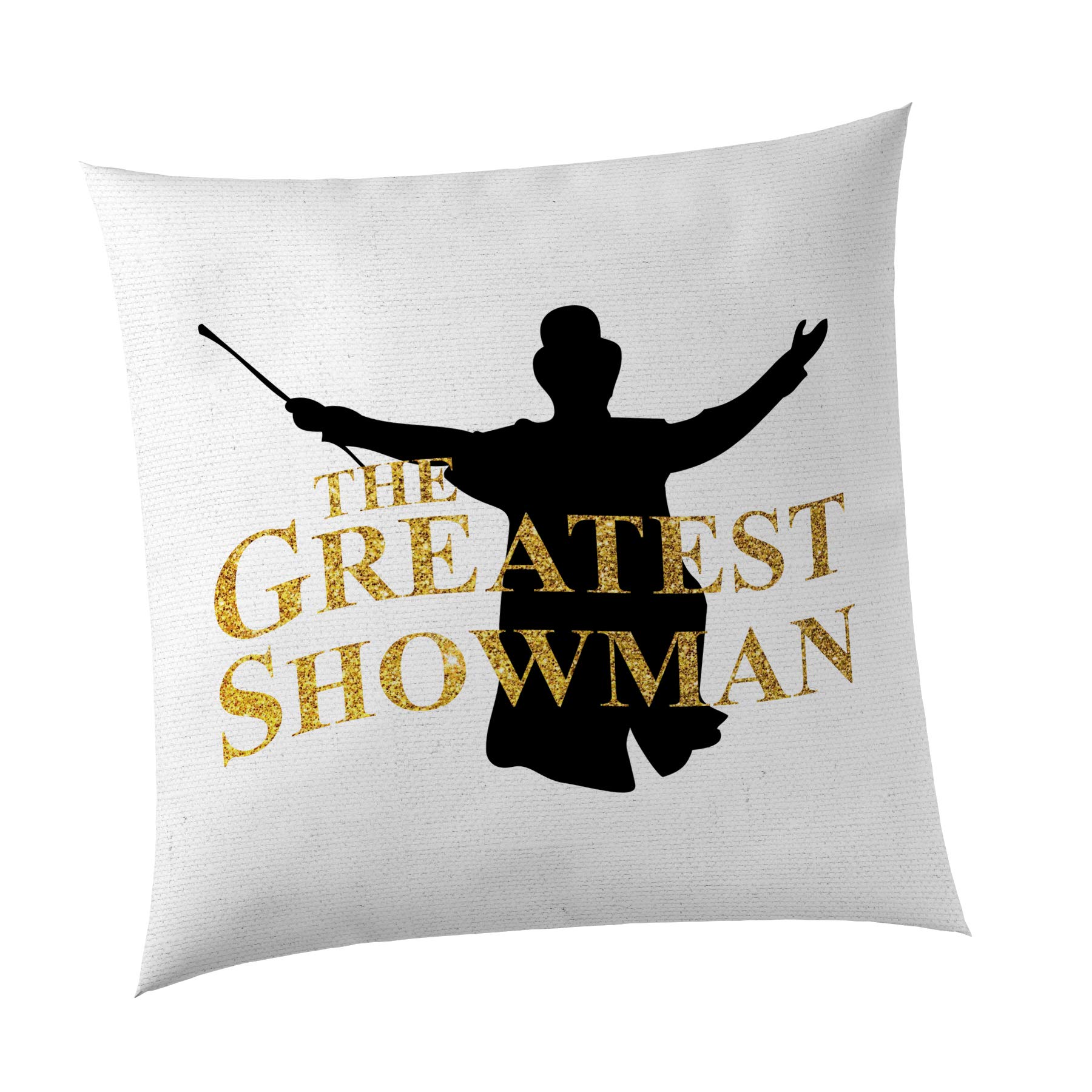 SMARTYPANTS The Greatest Showman Hugh Jackman Cushion Cover - Black Natural With Gold Writing (Natural)