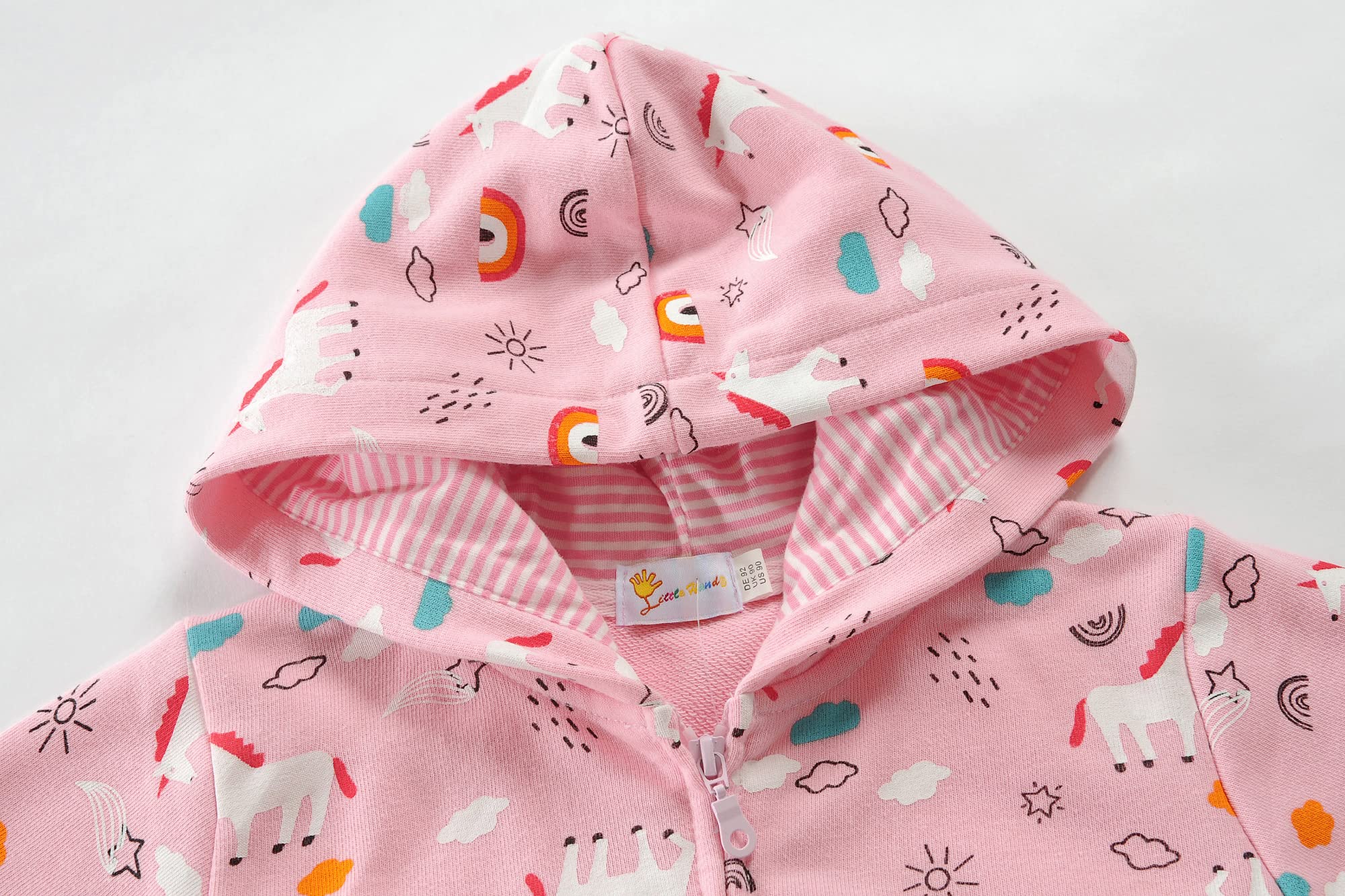 EULLA Felpa con cappuccio per bambini e bambine, in cotone, con chiusura lampo, 92 98 104 110 116 122
