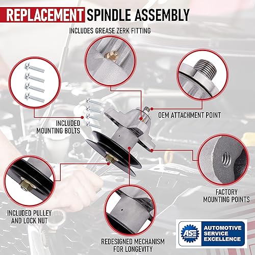 Miniatura 4 de Conjunto de husillo de repuesto  Compatible con Cub Cadet y MTD  i1050, LT, SLT y RZT  Cortacésped de cubierta de 50 pulgadas  Reemplaza 918-04126,