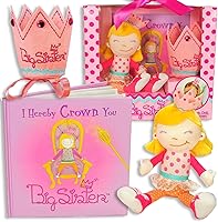 Tickle & Main Big Sister Gift Set: 3-Piece Kit with Storybook, 8-Inch Cloth Doll & Adjustable Felt Crown for Girls Ages 3-14