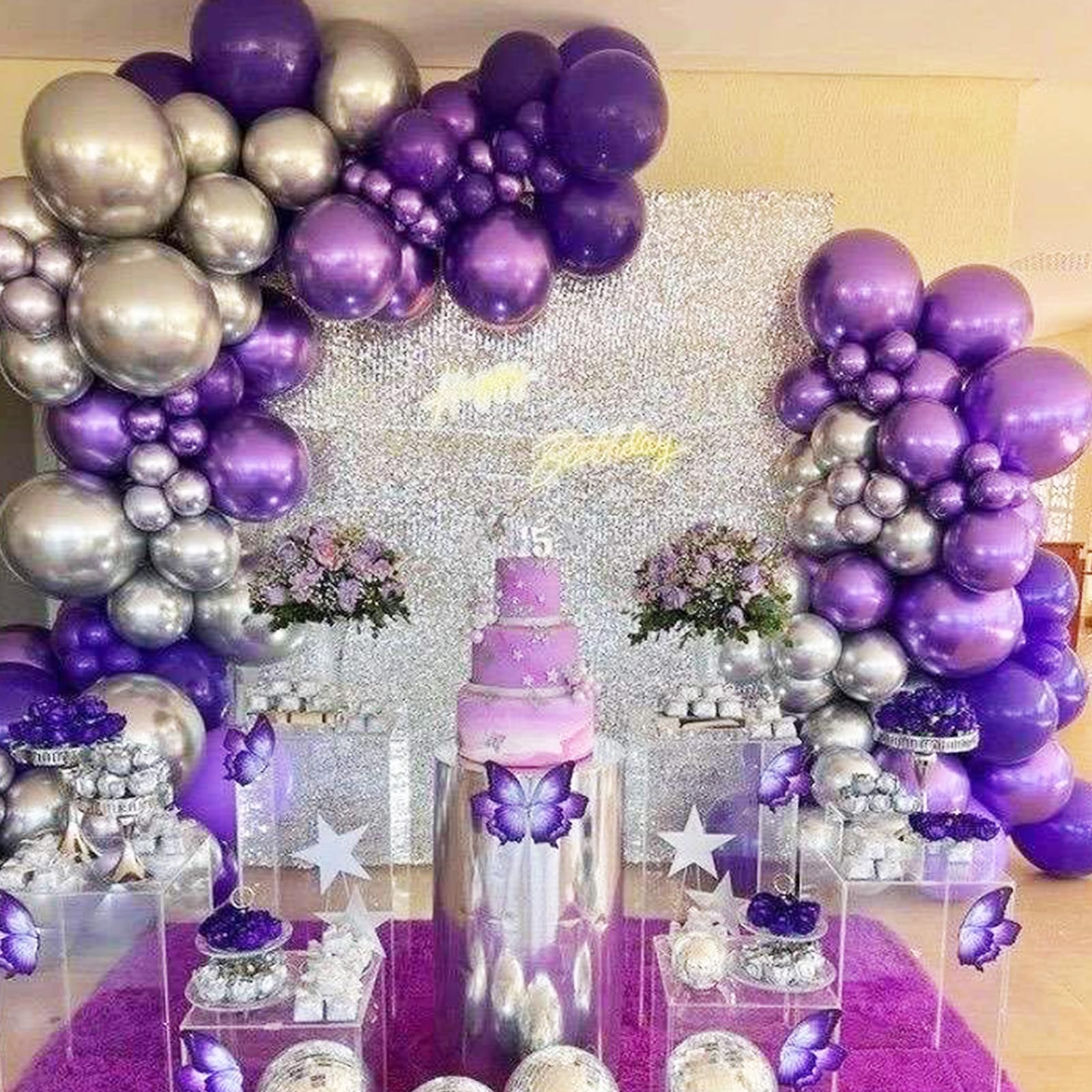Aazon.co: 55pcs Etallic Purple Preiu Latex Lavender Lilac Balloons