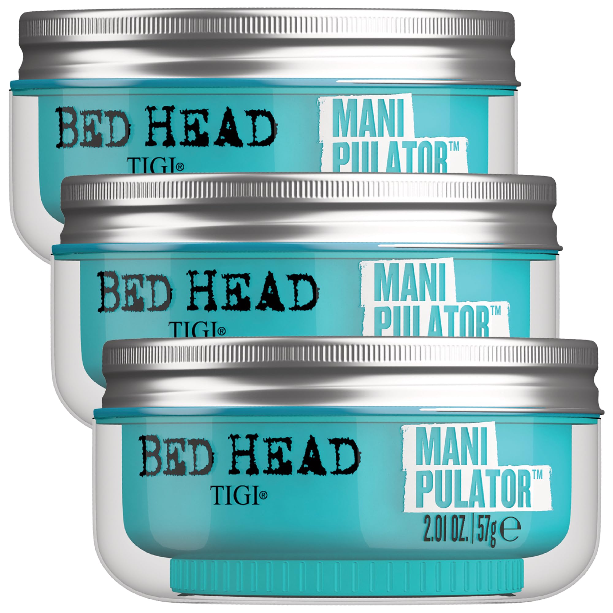 TIGI Bed Head Manipulator Hair Putty 3-Pack – Firm Hold Paste, Hair Styling Products for Women and Men, Frizz Control, Anti-Humidity, Tropical Fruit Fragrance, 2.01 Oz Ea