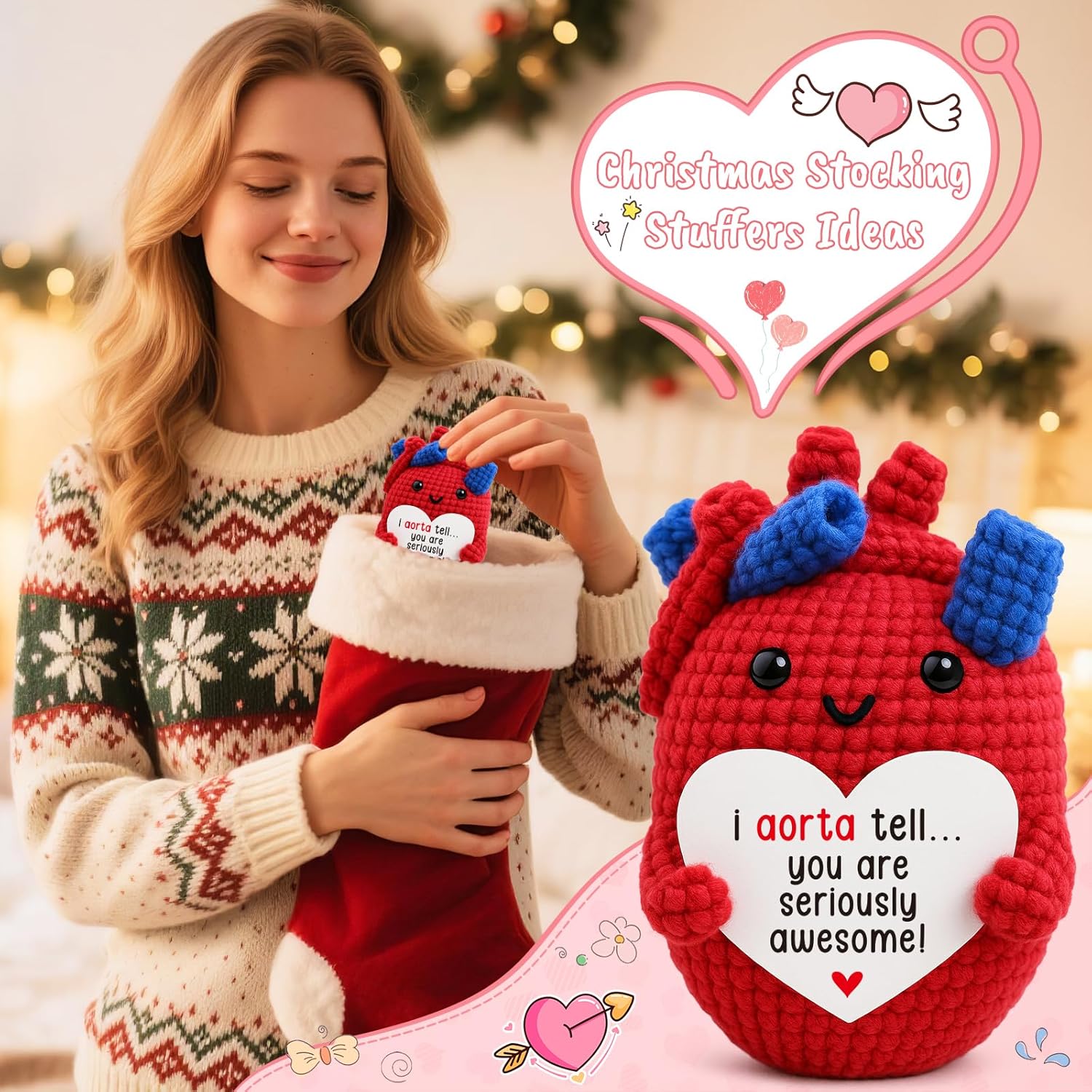 Mini Encouragement Gifts for Women Men Emotional Motivation Support Handmade Crochet Heart for Coworkers Teachers Nurses Managers Friends Stress Relief Mental Health Valentines Birthday Gifts - Image 7