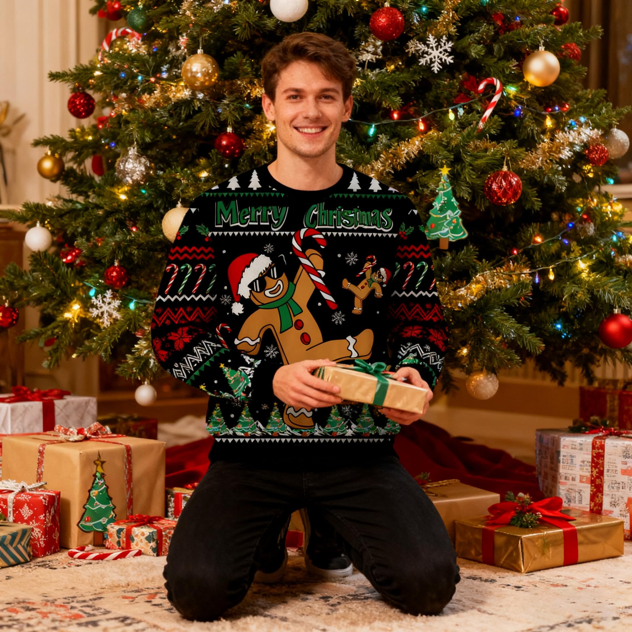 ALISISTER Unisex Ugly Christmas Jumper 3D Navidad Suéter de Manga Larga S-3XL