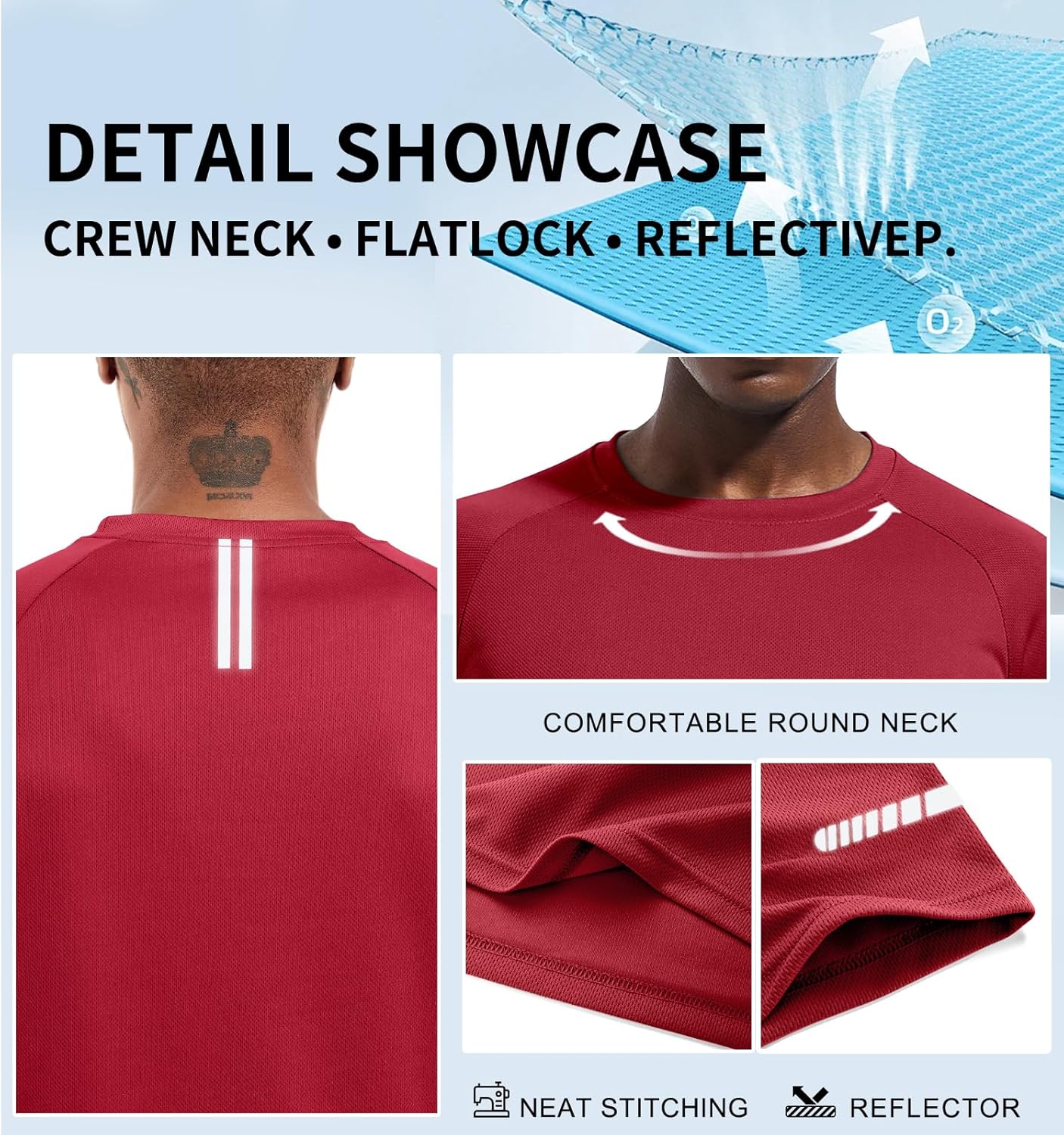 Holure Men's Quick-Dry Sportswear T-Shirts,4/6 Pack Moisture Wicking Gym Tops for Training & Workout,Short Sleeve Tees