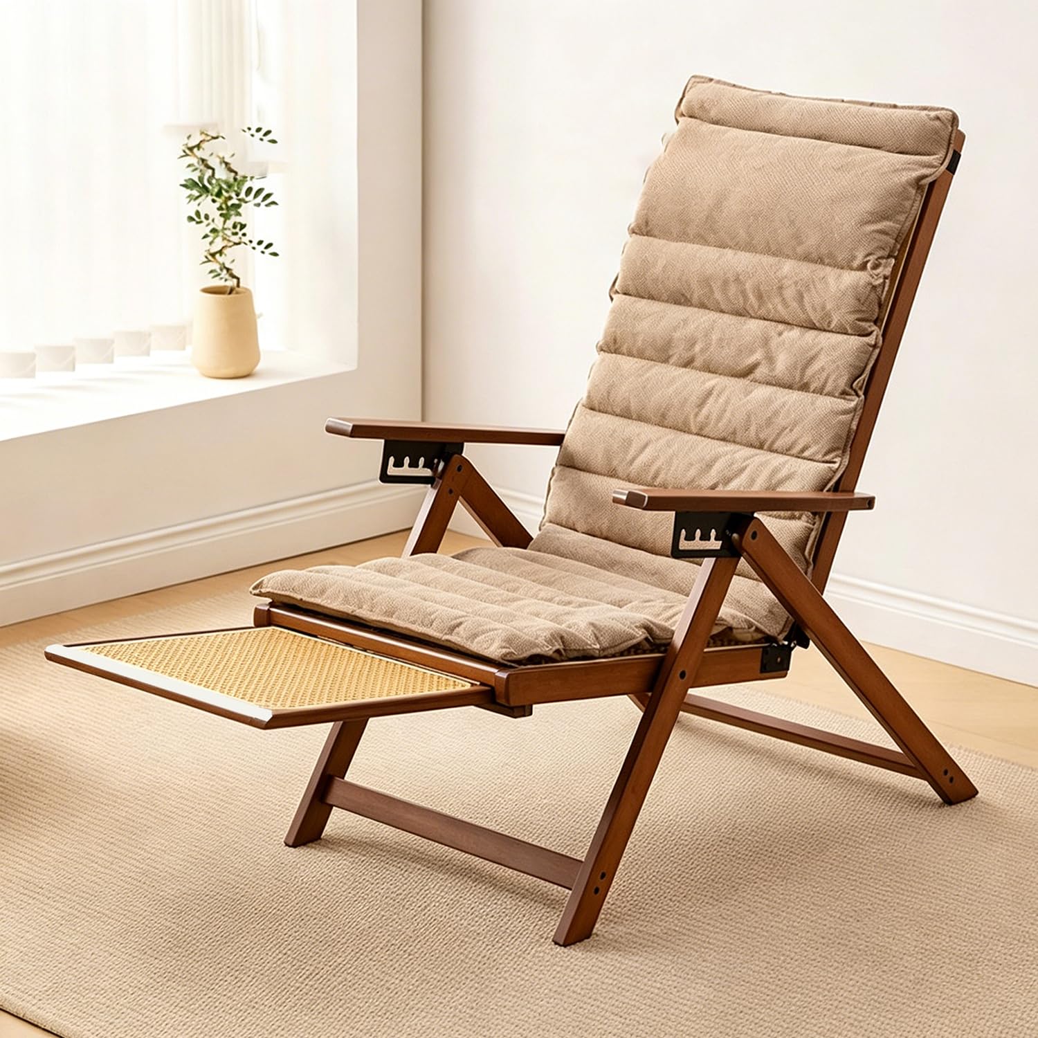 Chaise de loisirs pliable rotin pour soulager le dos sur votre balcon ou jardin
