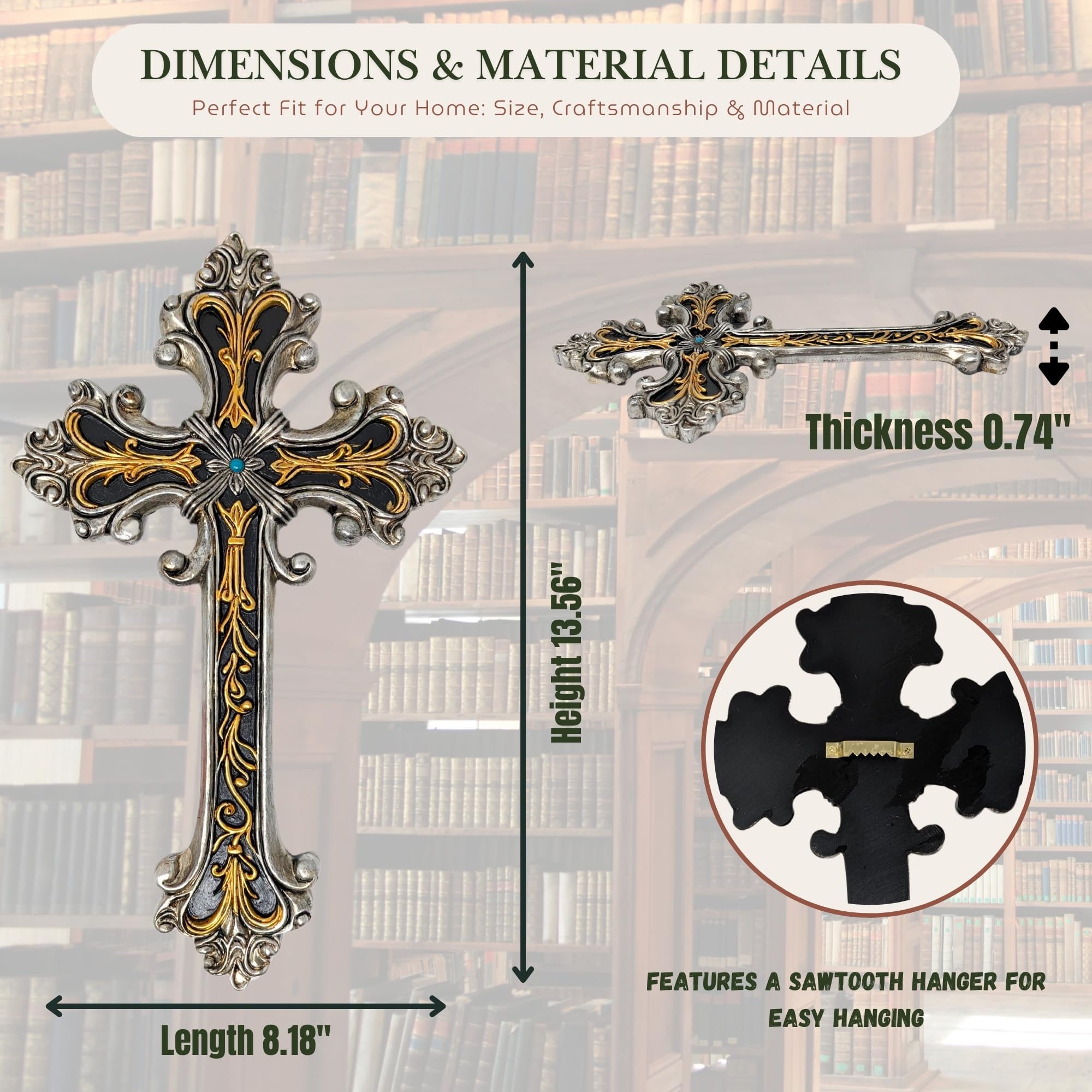 Amazon.com: BestGiftEver Rustic Gold and Silver Ornate Wall Cross