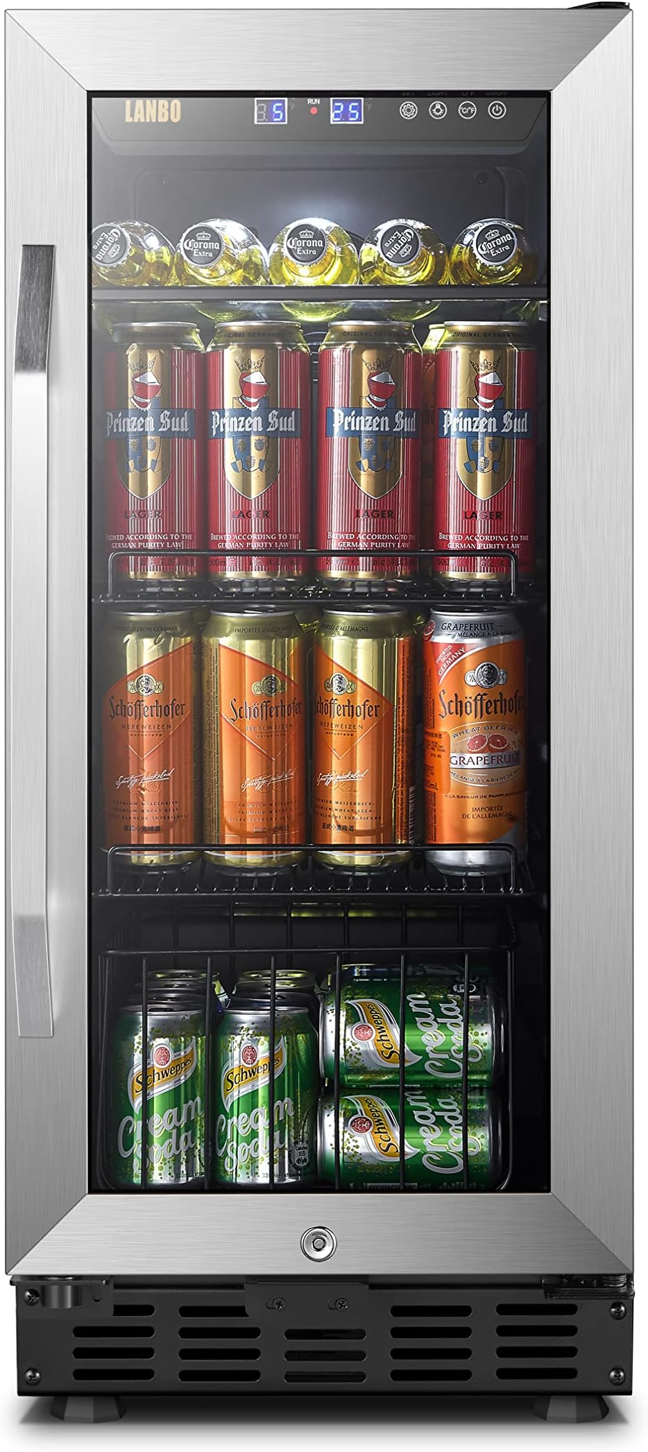 Lanbo 15 Inch Beverage Cooler 70 Cans Built In Compressor Beverage Fridge