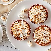 Vista 6 de Sartenes Quiche de 4 pulgadas con fondo extraíble, antiadherentes, lados estriados, mini sartenes para tartas, forma redonda, juego de 6