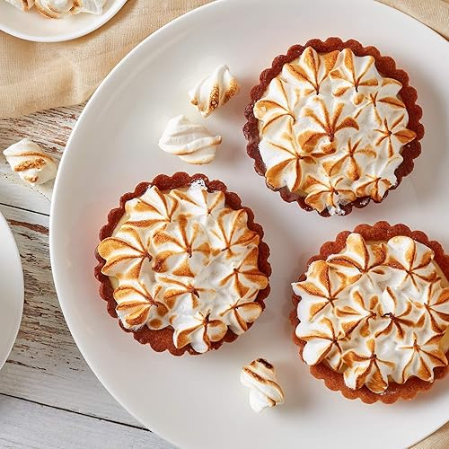 Miniatura 6 de Sartenes Quiche de 4 pulgadas con fondo extraíble, antiadherentes, lados estriados, mini sartenes para tartas, forma redonda, juego de 6