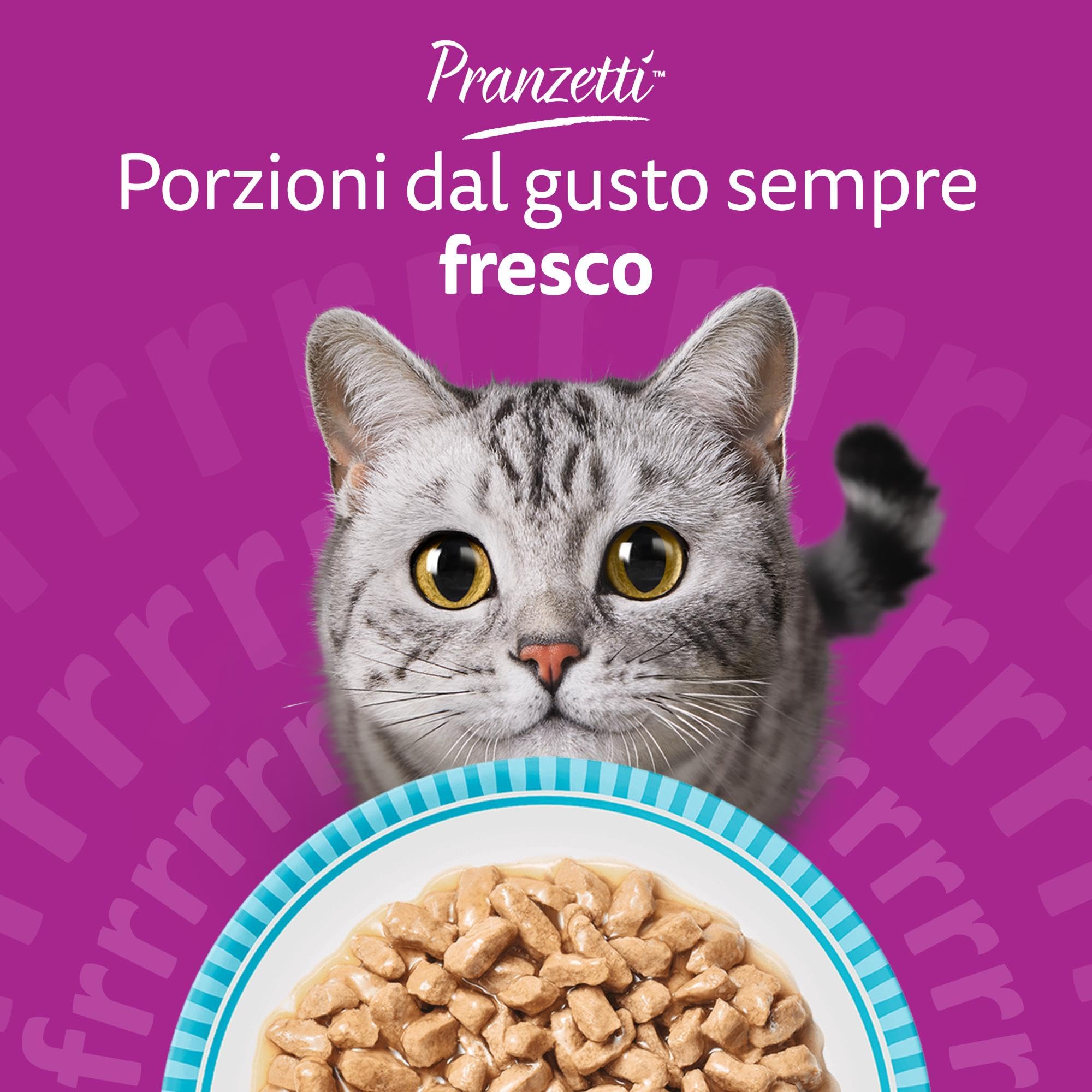 Whiskas Pranzetti Selezione di Pesce 1+ Adulto, Cibo Umido per Gatto, 12 Confezioni ognuna da 6 bustine x 50g (72 Pezzi in Totale)