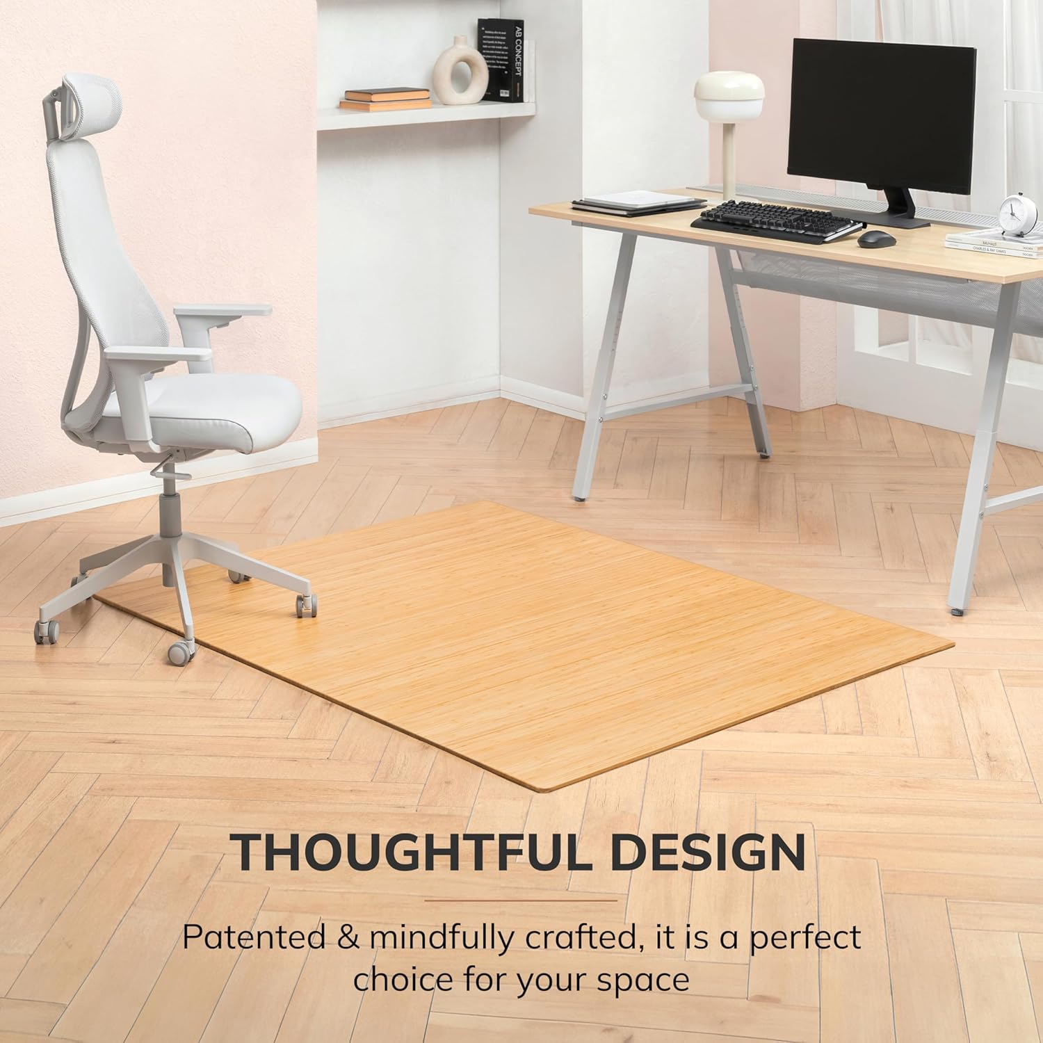 Anji Mountain Office Chairmat Thickest & Sturdy Bamboo Chairmats Highly Premium Quality Anti-Slip Heavy Duty for Multi-Purpose Hardwood Floor Office & Home Floor Protector Office Chair mat-8mm Thick
