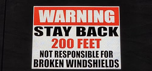 Miniatura 3 de Safety Decal Unlimited OSHA Warning Stay Back 100 200 300 500 Not Responsible For Broken Windshields Black Red Rectángulo Etiqueta Adhesiva