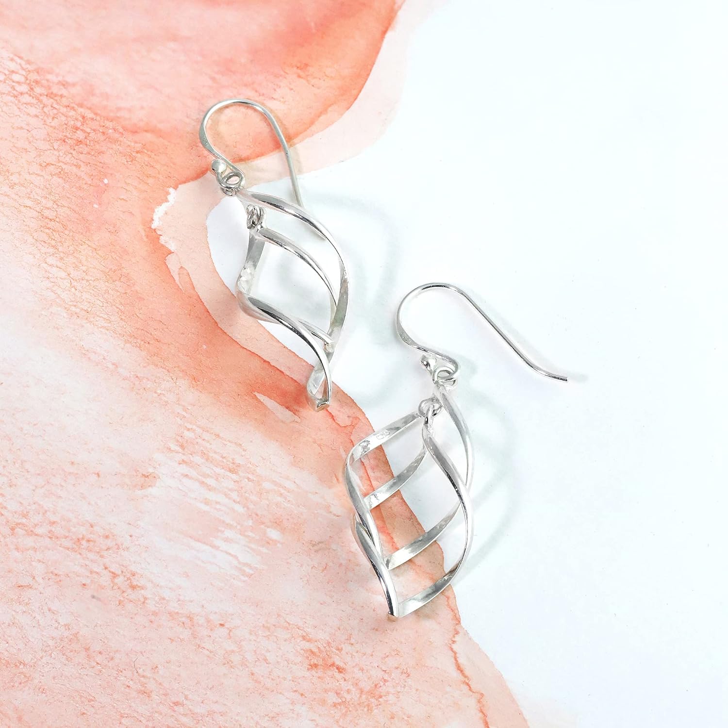 Boma Jewelry Sterling Silver Spiral Ribbon Dangle Earrings - Image 4