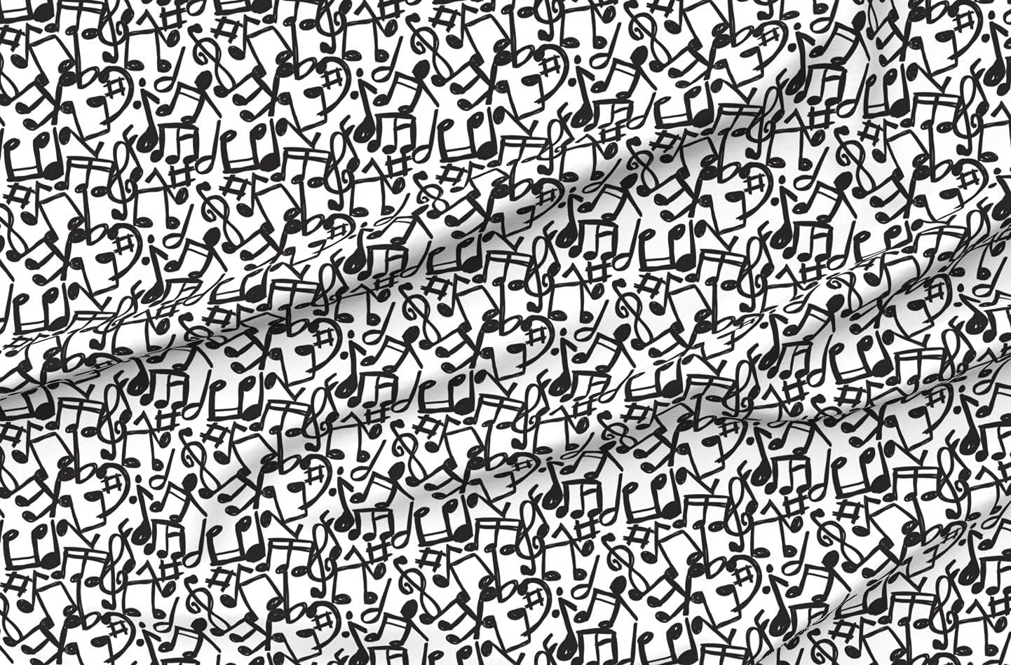 Spoonflower Fabric - Music Notes Jazz Musician Orchestra Black White Musical Classroom Printed on Upholstery Velvet Fabric Fat Quarter - Upholstery Home Decor Bottomweight Apparel