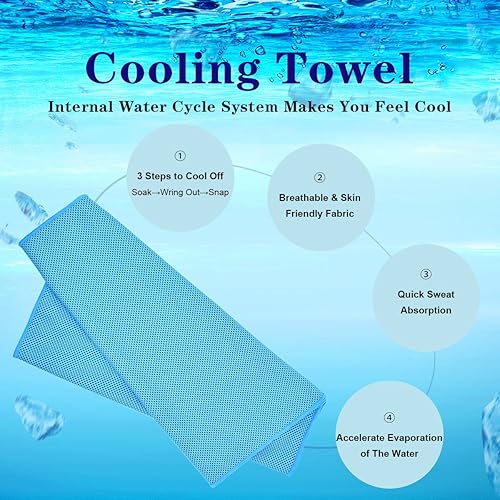 Miniatura 2 de Vofler - Toalla de enfriamiento 4 unidades de microfibra fría fría para la cabeza (40 x 12 pulgadas) para atletas, hombres, mujeres, jóvenes,