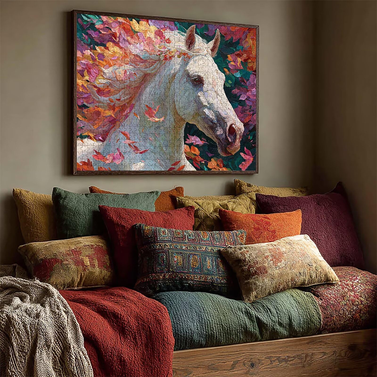 Cheval Puzzle Bois, Rose Puzzle 2000 pièces Adultes avec Boîte 99x70cm, Activités de Loisirs en Famille, Jeux de Puzzle de Haute Qualité, Convient à la Plupart des Gens, Cadeaux d'été, 8-8762