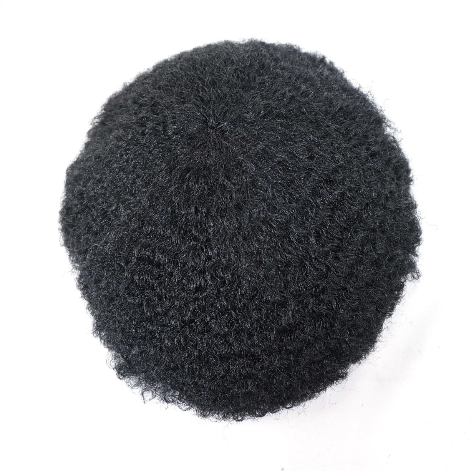 Parrucca Per Coprire La Calvizie, Toupet Afro Per Uomini Neri, 8"X10", Base In Pizzo Francese Completo, Sostituzione Dei Capelli Umani, 6" Nero Naturale, Riccio Crespo Afro, Onda Da 8 Mm, Toupet Da Uo