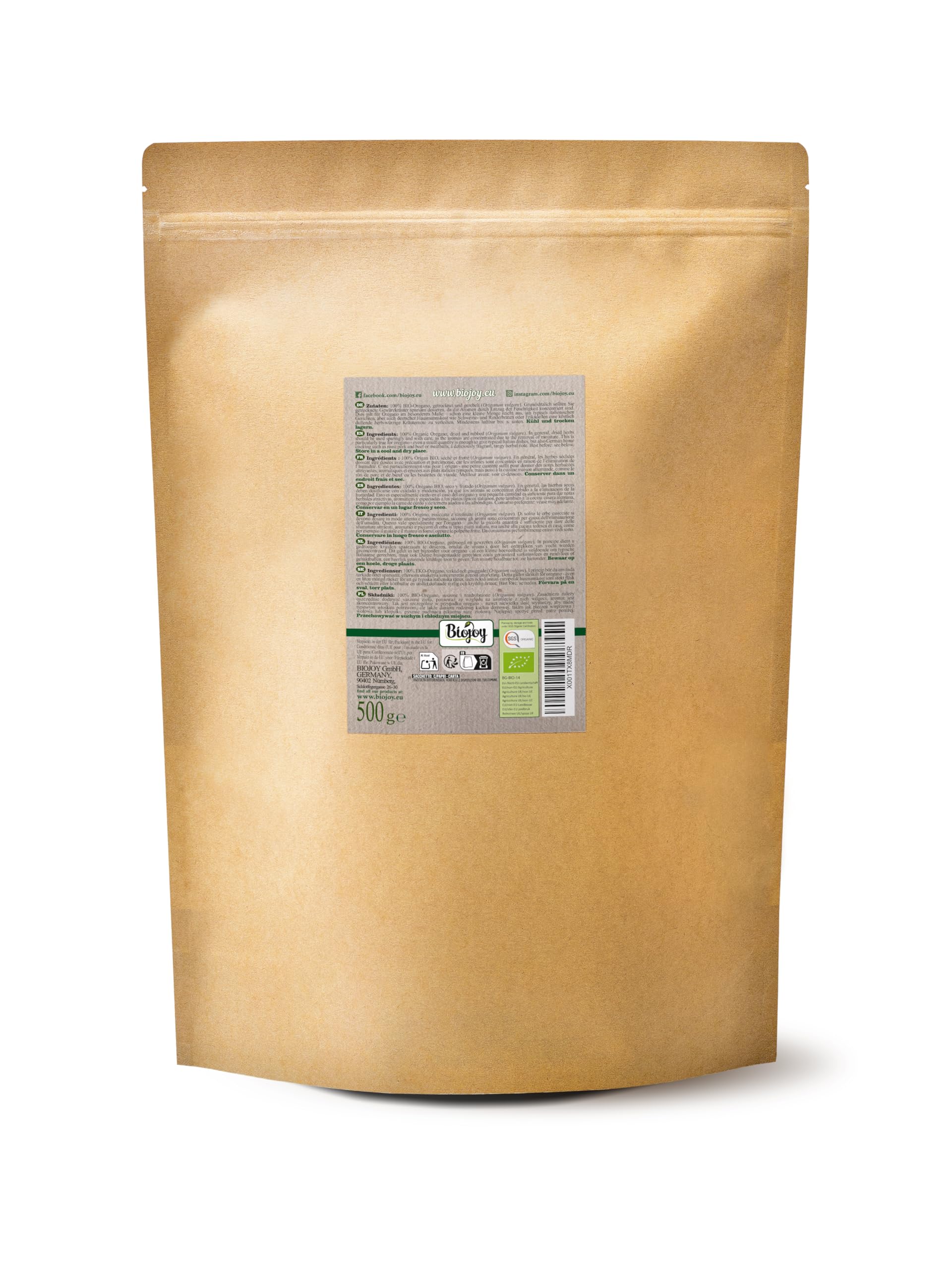 Biojoy Origan BIO (500 g), séché et frotté, sans additifs (Origanum vulgare)