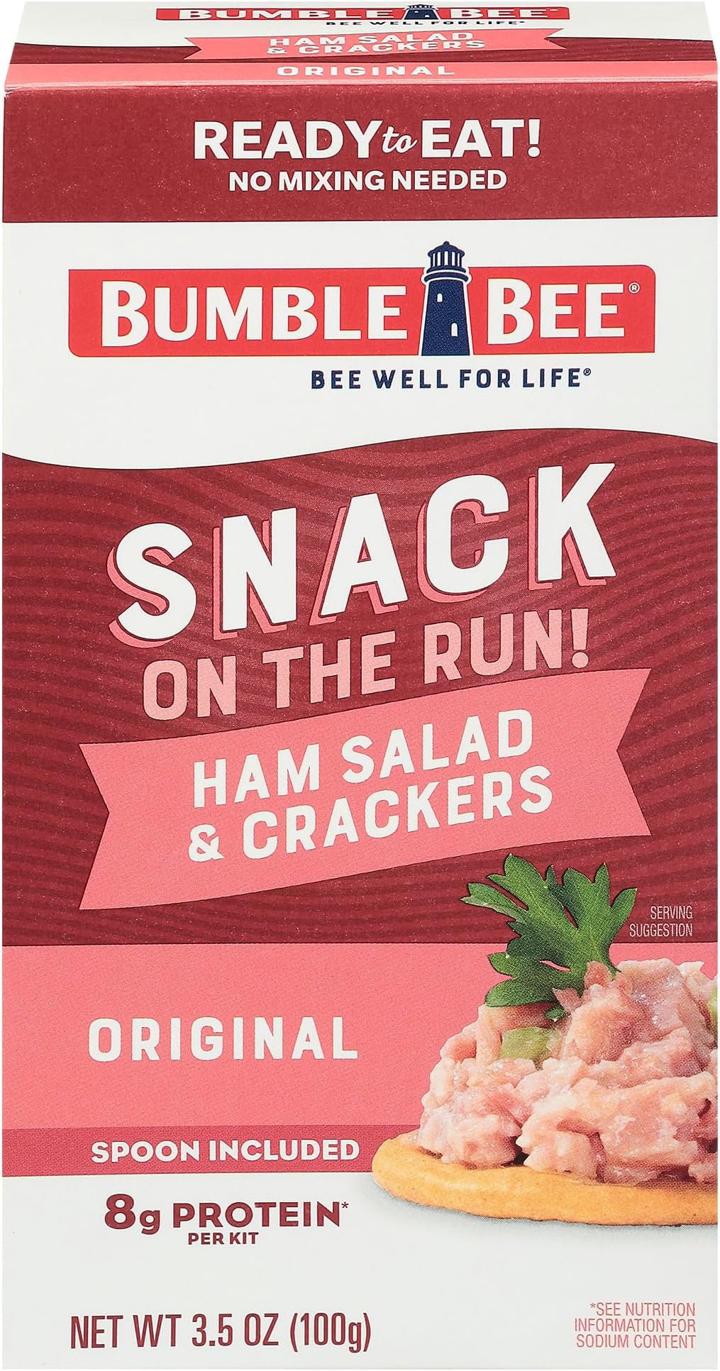Bumble Bee Snack On The Run! Protein Snack Pack - Ham Salad with Crackers - 8g Protein per Box - Ready to Eat Easy-Open Can (Pack of 1)
