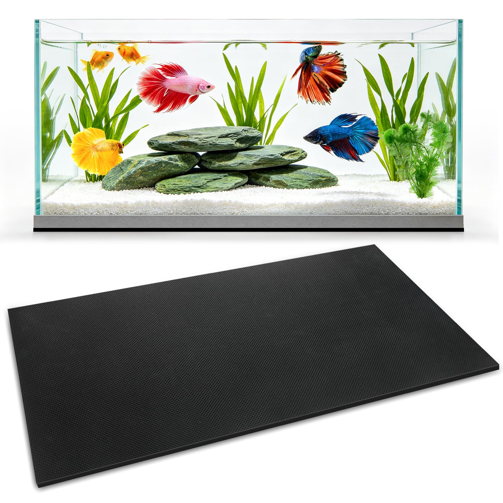 Draupnir Universal Aquariummatte,Schwarz 120x60 cm,5 MM,rutschfeste Aquarium Unterlage,rutschfeste Wärmedämmend Und Zuschneidbar