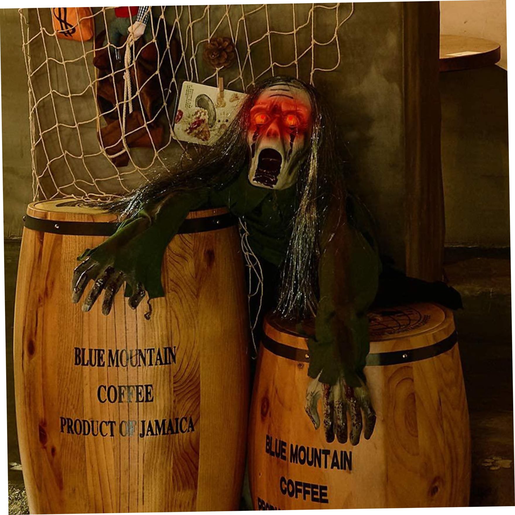 Décorations de zombies rampants, activées par le son, rouge, 3, 6 pieds.