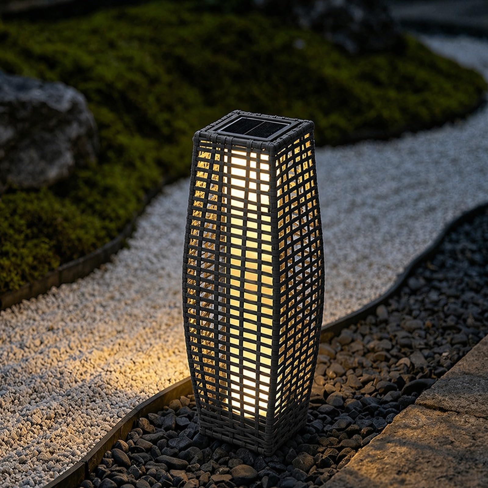 Gr8 Garden Solar Rattan Led Garden Lantern Light Grey Wicker Outdoor Path Patio Lamp Ip44 from B&Q