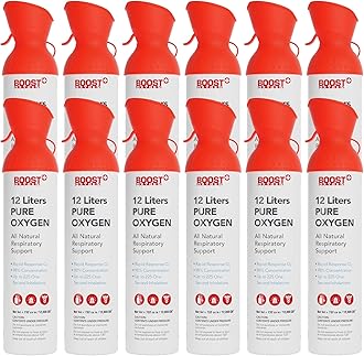 Boost Oxygen Extra-Large Rapid Response 12L Canister | Respiratory Support for Aerobic Recovery, Altitude, Performance & Health (12 Pack)