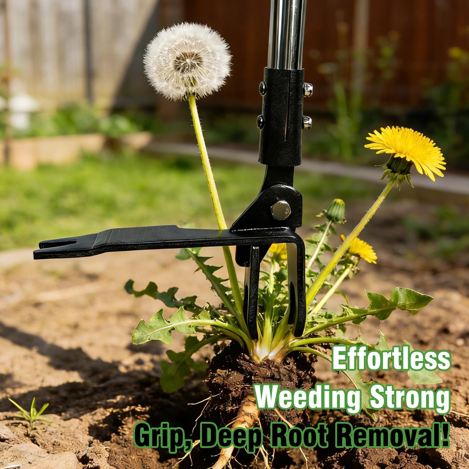 Weed Puller Tool, Heavy Duty Stand Up Weeder Tool with Long Stainless Steel Handle & 4-Claw Steel Head, Weeding Tool with Adjustable Handle, Easily Remove Weeds Without Bending, Pulling or Kneeling