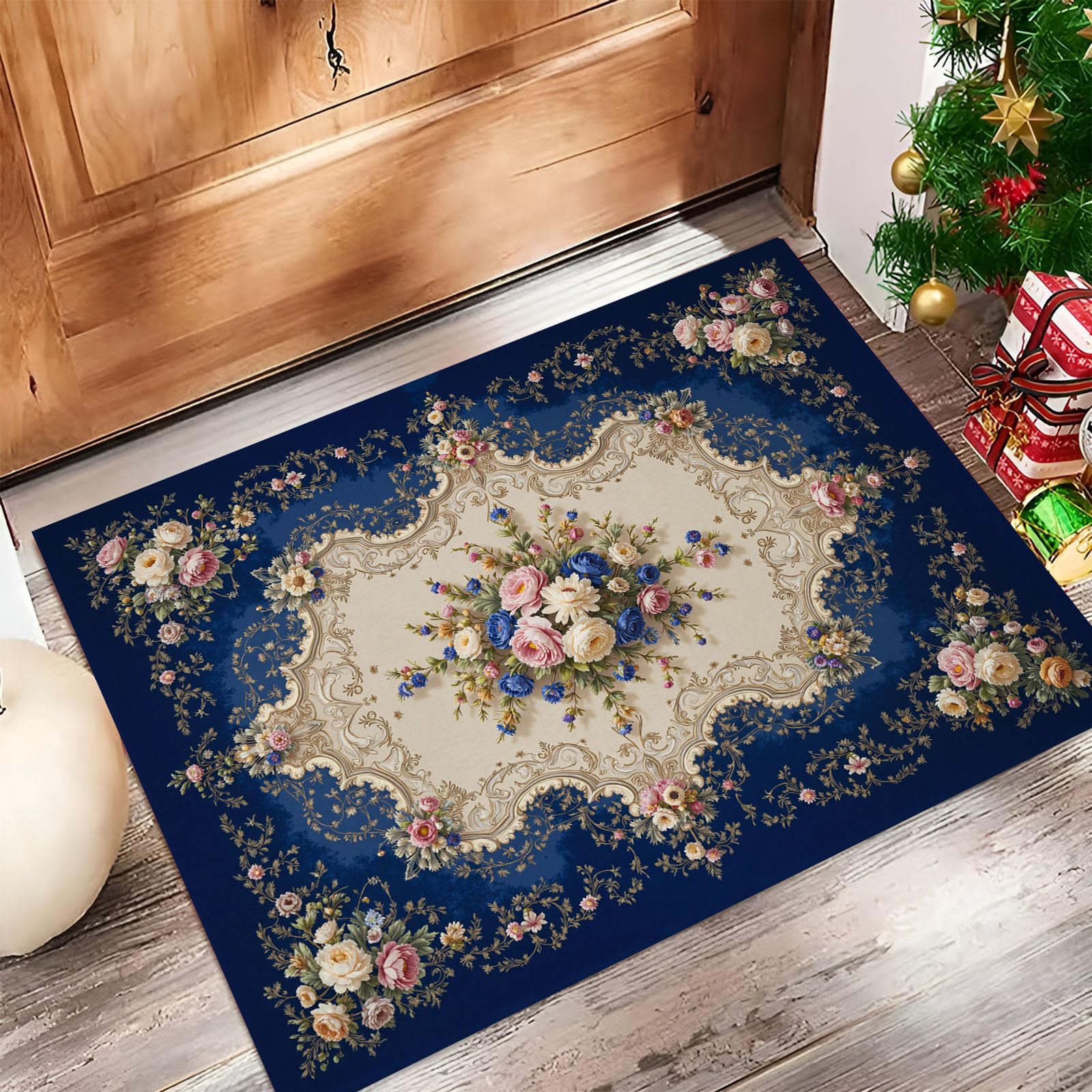 Tapis d'entrée d'intérieur antidérapant et paillasson fin beige lavable