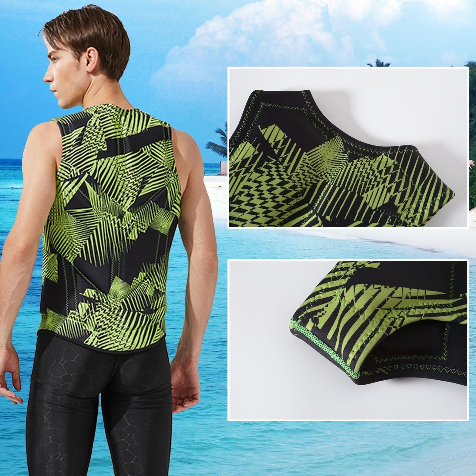 Swim Vest Adult Neoprene High Buoyancy Anti-Collision Side Zipper Swim Vest Water Sports Boating Fishing Kayaking Surfing Canoeing Rafting Outdoor Safety Gear Equipment