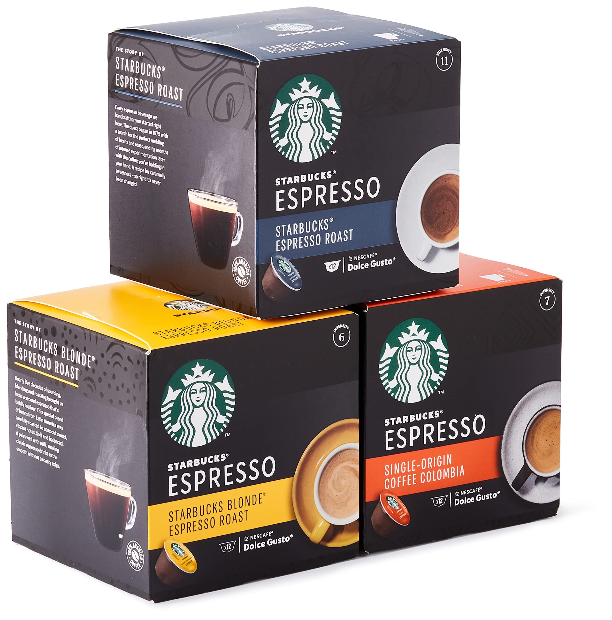 STARBUCKS Black Cup Variety Pack By Nescafé Dolce Gusto Coffee Pods 6 x 12 (72 Capsules) - Amazon Exclusive
