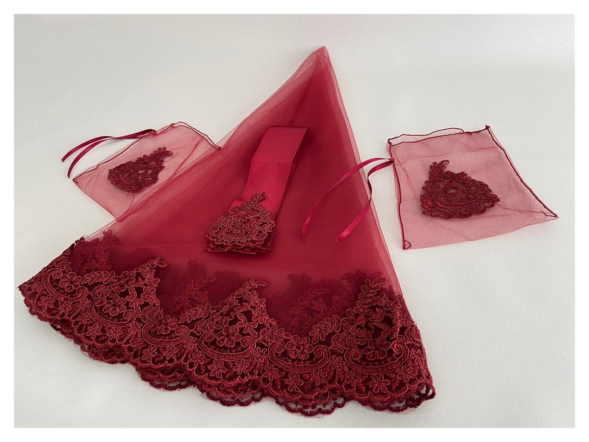 Brautschleier-Set, Hochzeit, Hochzeit, Hochzeit, Hochzeit, Henna, Nacht, Accessoire, elegante Spitze, Guipurered Farbe Frauen (Farbe: Innenrahmen 5 x 6,5 cm, Artikellänge: 120 cm)