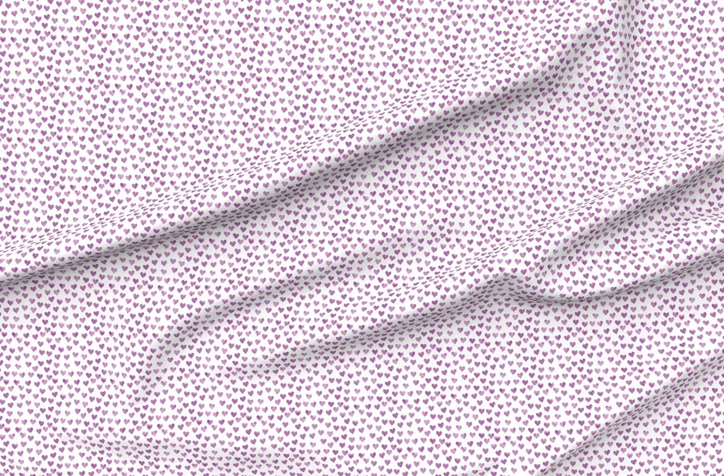 Spoonflower Fabric - Watercolor Hearts Purple Lavender Valentines Lilac Pretty Heart Printed on Petal Signature Cotton Fabric by The Yard - Sewing Quilting Apparel Crafts Decor