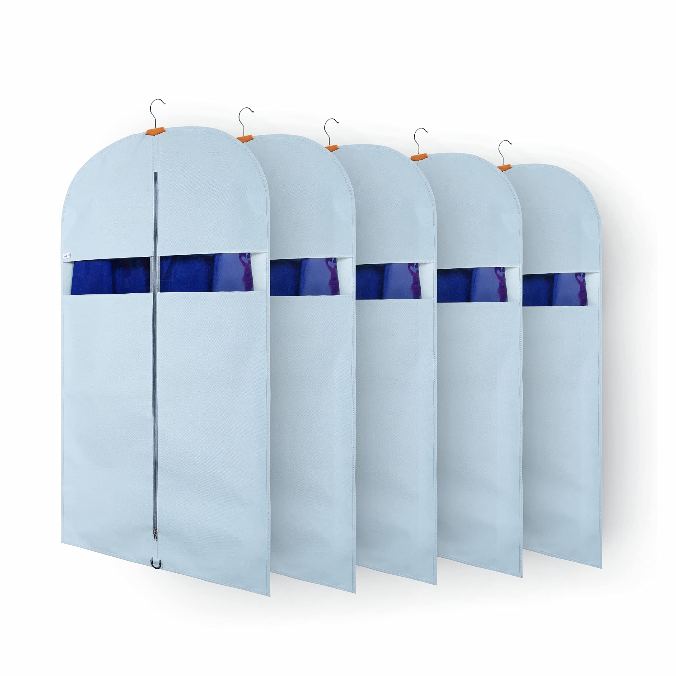 SOLSTICE Suit Cover Big Size with Zip of (40 x 24 inch) | Suit, Coat, Blazer, Jacket Cover (Pack of 5)(Blue)