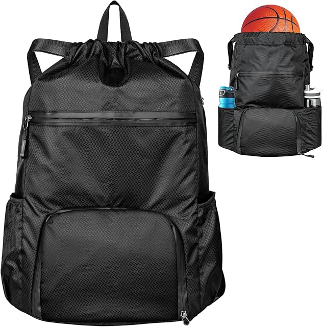 Faneam Drawstring Gym Bag String Backpack Waterproof Drawstring Backpack with Shoes Compartment and Wet Pocket Big Capacity Drawstring Bag for Swimming, Yoga, Gym, Travel, School, Beach