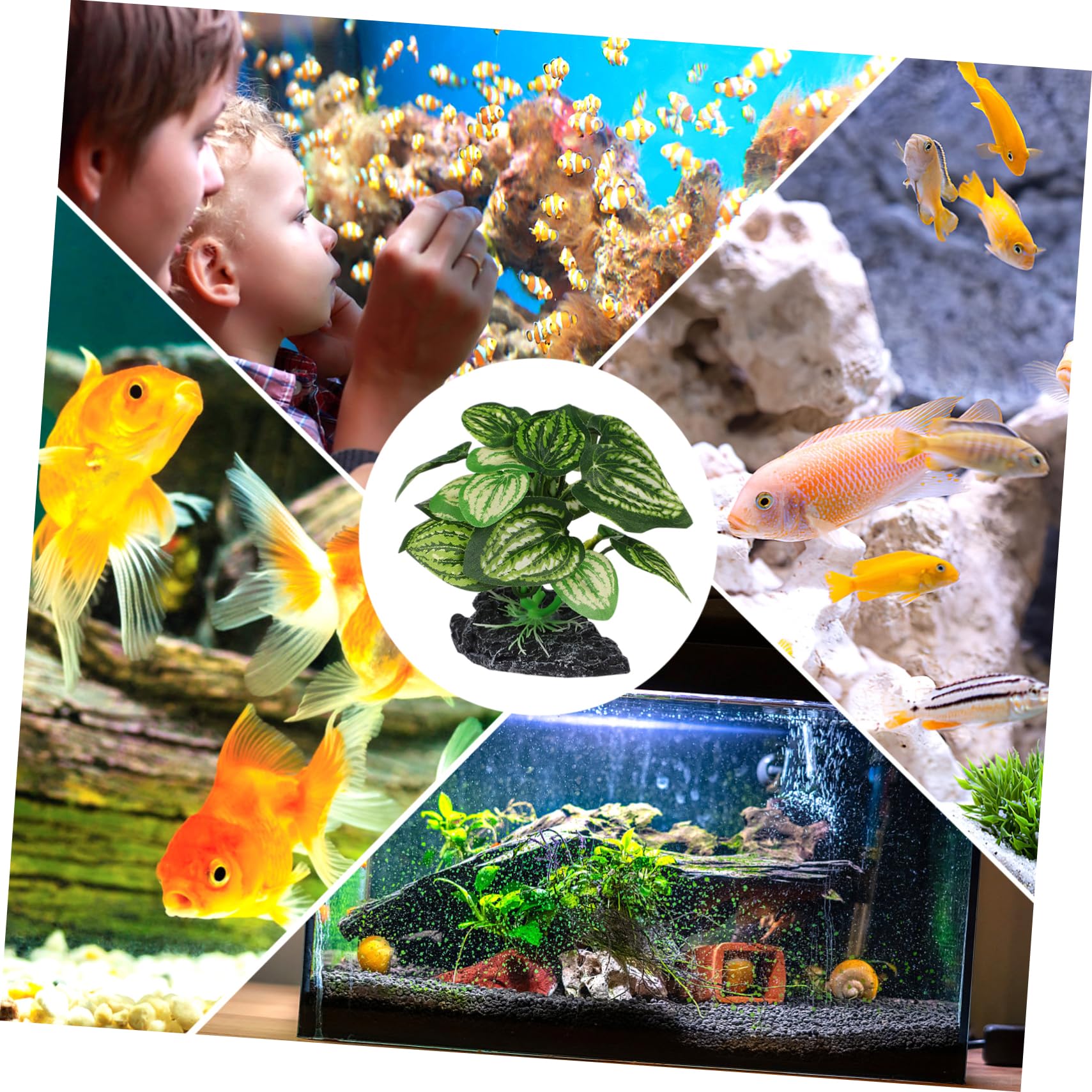 8 Stück Künstlicher Aquarienpflanzen für Aquarium und Fischbecken | Kunststoff, Grün, Unterwasserlandschaftsdeko, Hochrealistisch, Sicher, Praktische Nutzung, Passend für Fischbecken