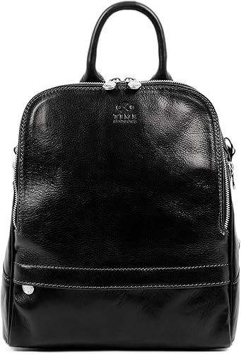 Mochila de cuero convertible a bolso de hombro de grano completo de cuero real bolsa versátil de viaje - Resistencia al tiempo, Negro -, Viajar