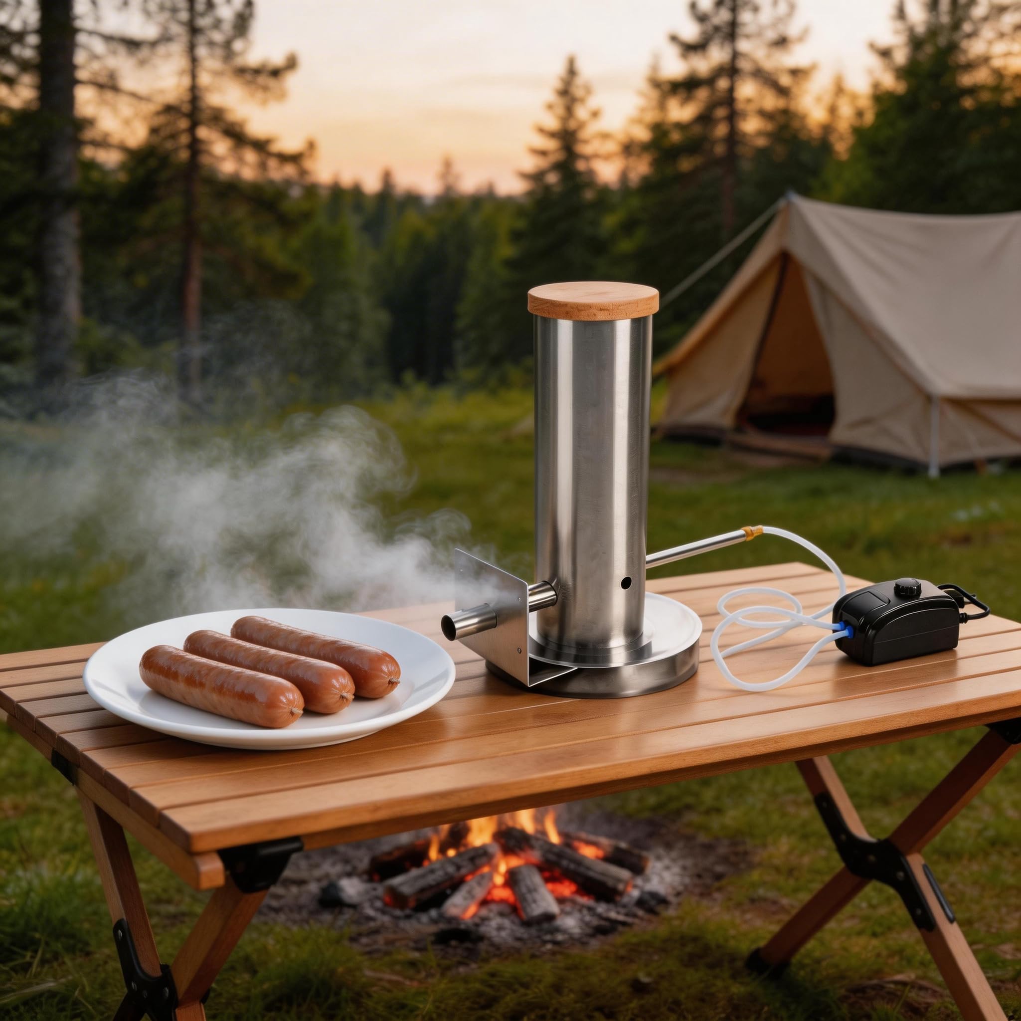 Generador de humo frío eléctrico de acero inoxidable para ahumadero con bomba, intensidad de humo regulable, generador de humo para barbacoa para ahumar en frío pescado y carne