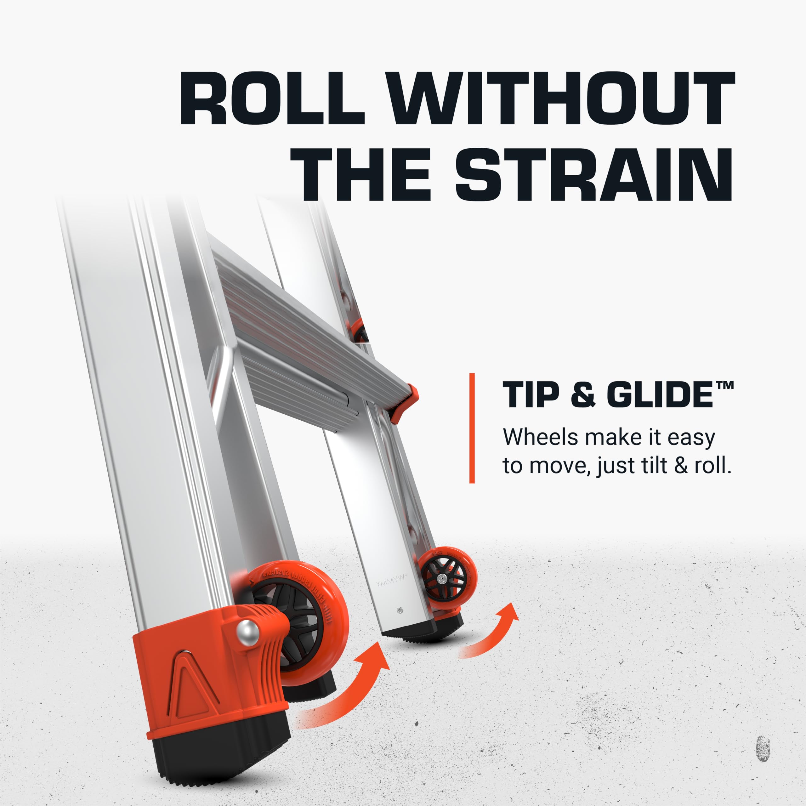 Revolution 2.0, Modell 22 - ANSI Typ IA - 300LB Nominal, Aluminium Klappleiter mit Tip & Glide Räder und Ratsche Levelers