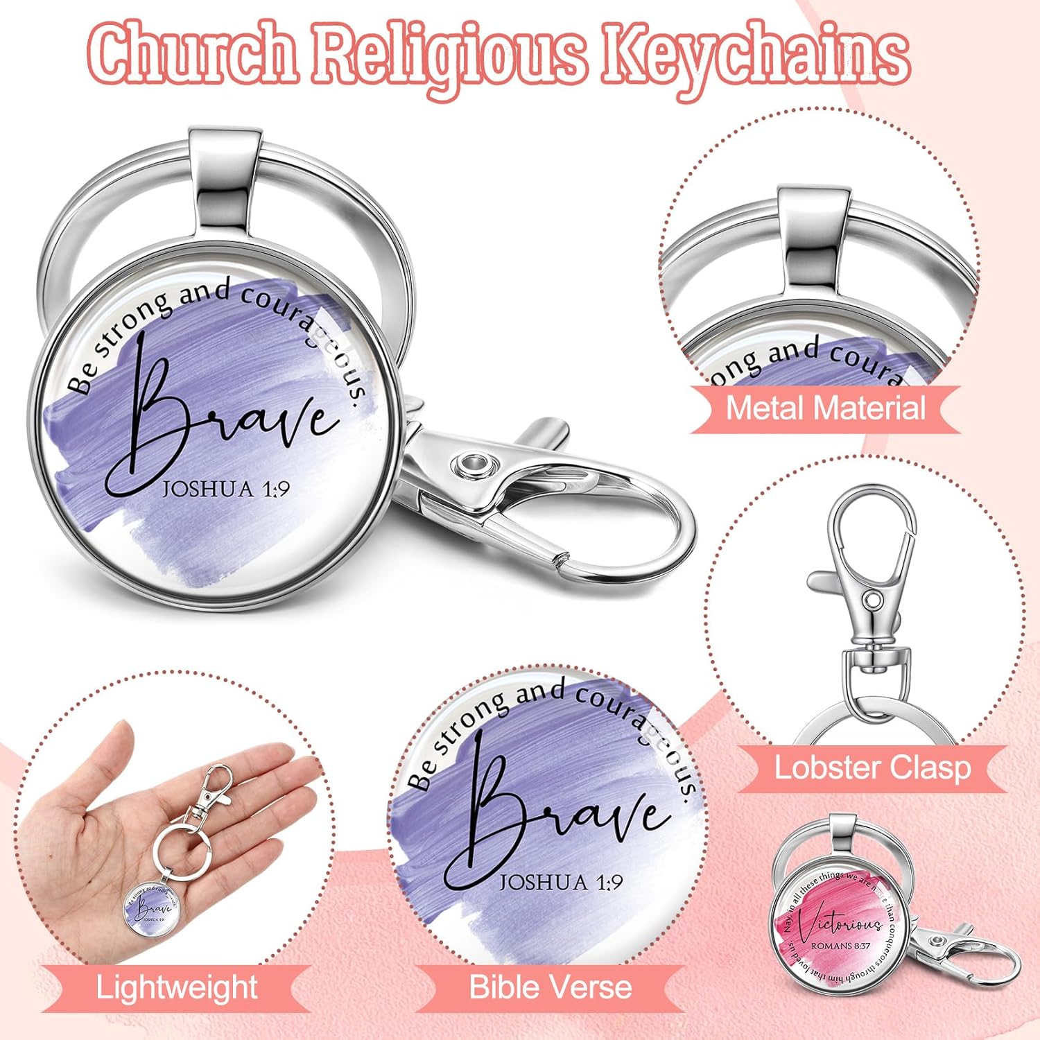 24 Pcs Christian Keychains Mini Bible Keychains with Verse Church Religious Keychain Gifts for Easter Party Favors (Watercolor) - Image 3