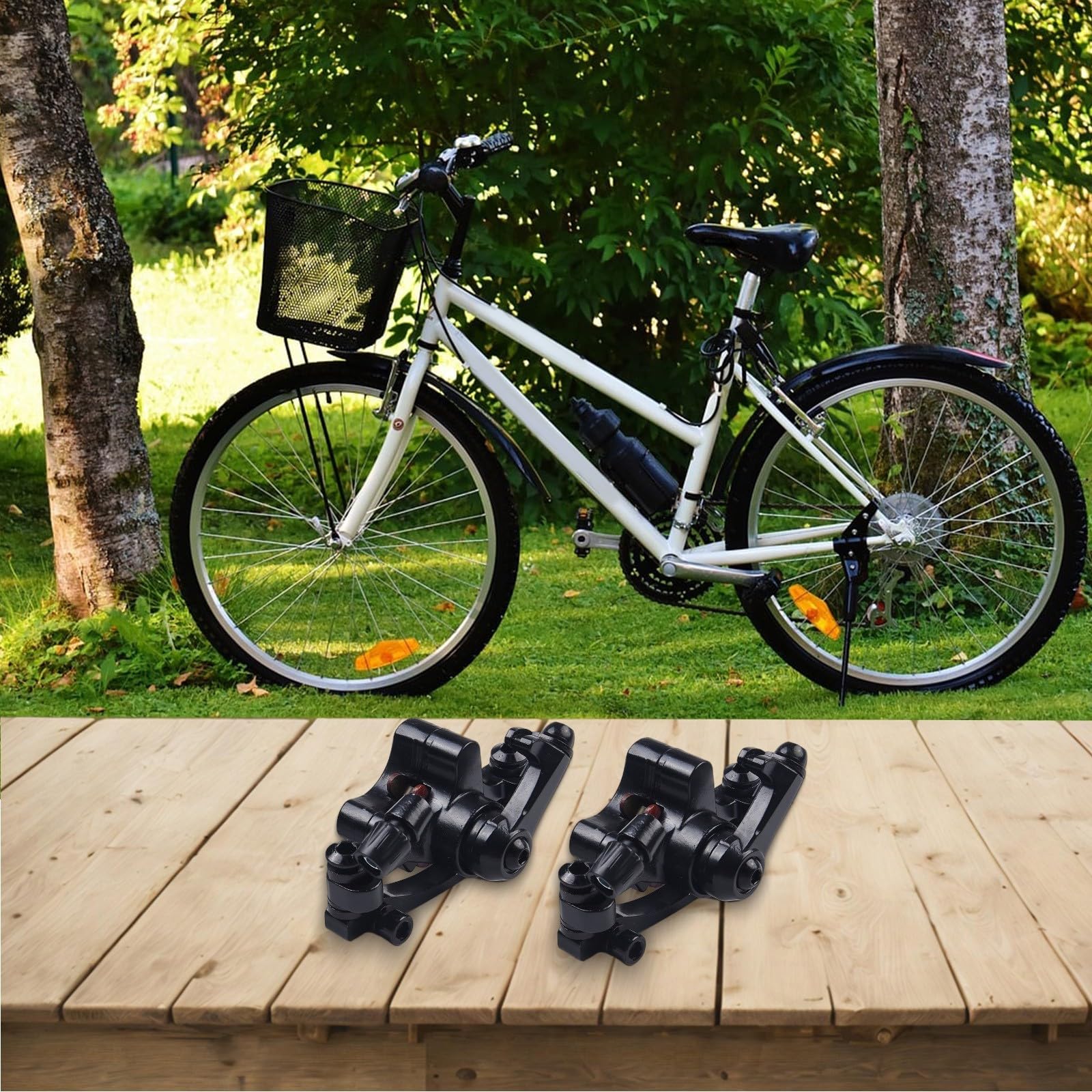 Pinza mecánica de freno de disco para bicicleta de montaña, material de metal y compatible con varios tipos de bicicleta, pieza de repuesto para un frenado eficiente (delantero + trasero)