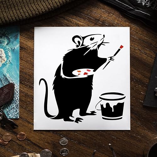 Miniatura 8 de FINGERINSPIRE Banksy - Plantilla de niña y elefante de 8.3 x 11.7 pulgadas, reutilizable, plantilla de dibujo de niña de Banksy para pintar sobre