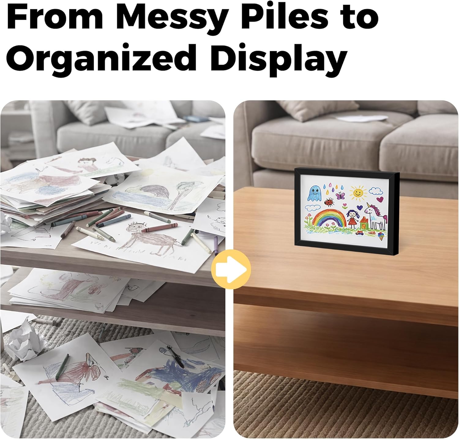 Kids Art Frame 8.5x11, Changeable Artwork Display for Wall, Magnetic Side-Opening Design, Holds 150 Drawings, Great for Kids Artwork and School Projects