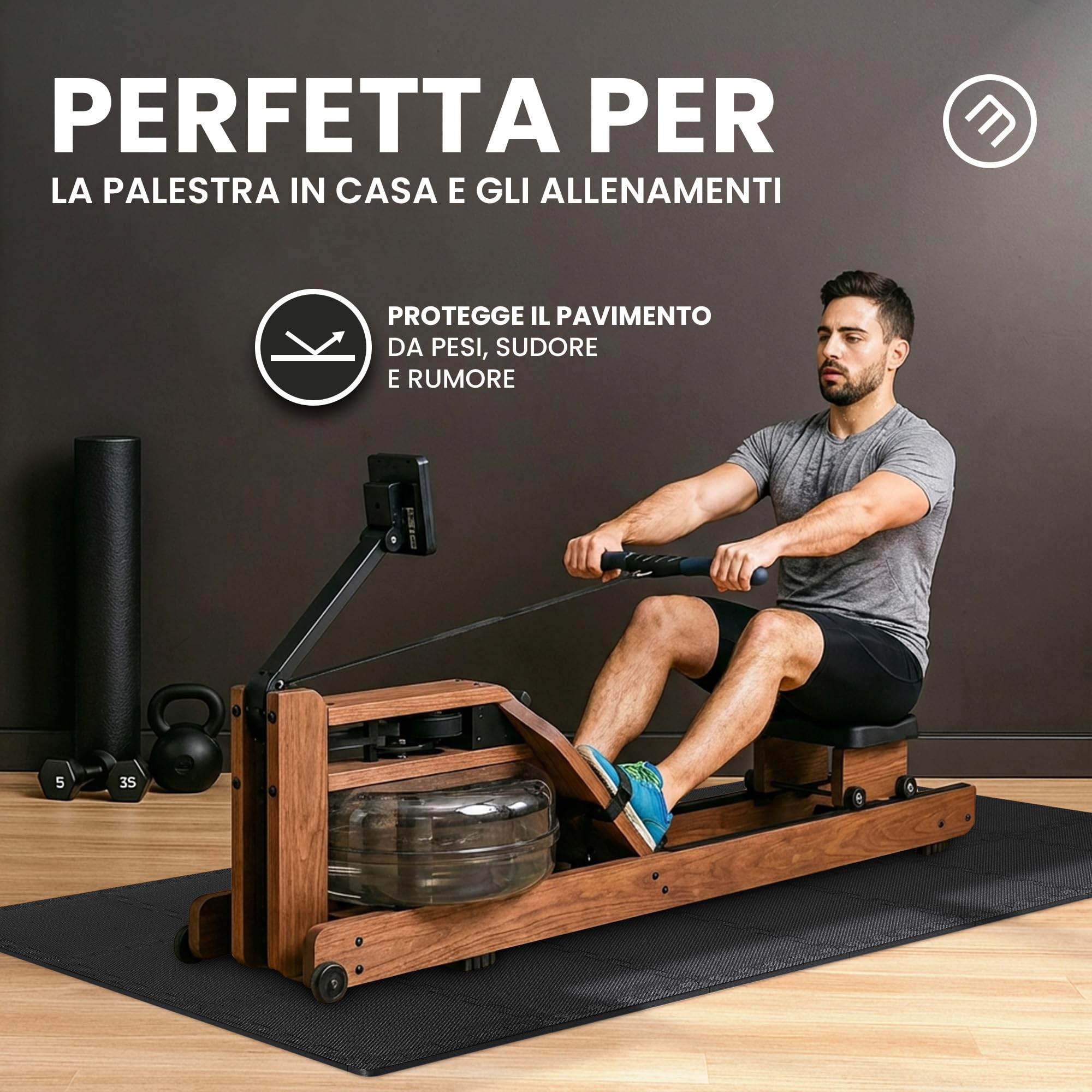 Tappeto Palestra Tappetino Fitness da Ginnastica a Puzzle - Pavimento Protettivo Incastro Tatami Gomma Allenamento Protezione Sport| Materassino Gommato Mattonella Pavimentazione per Home Gym Manubri