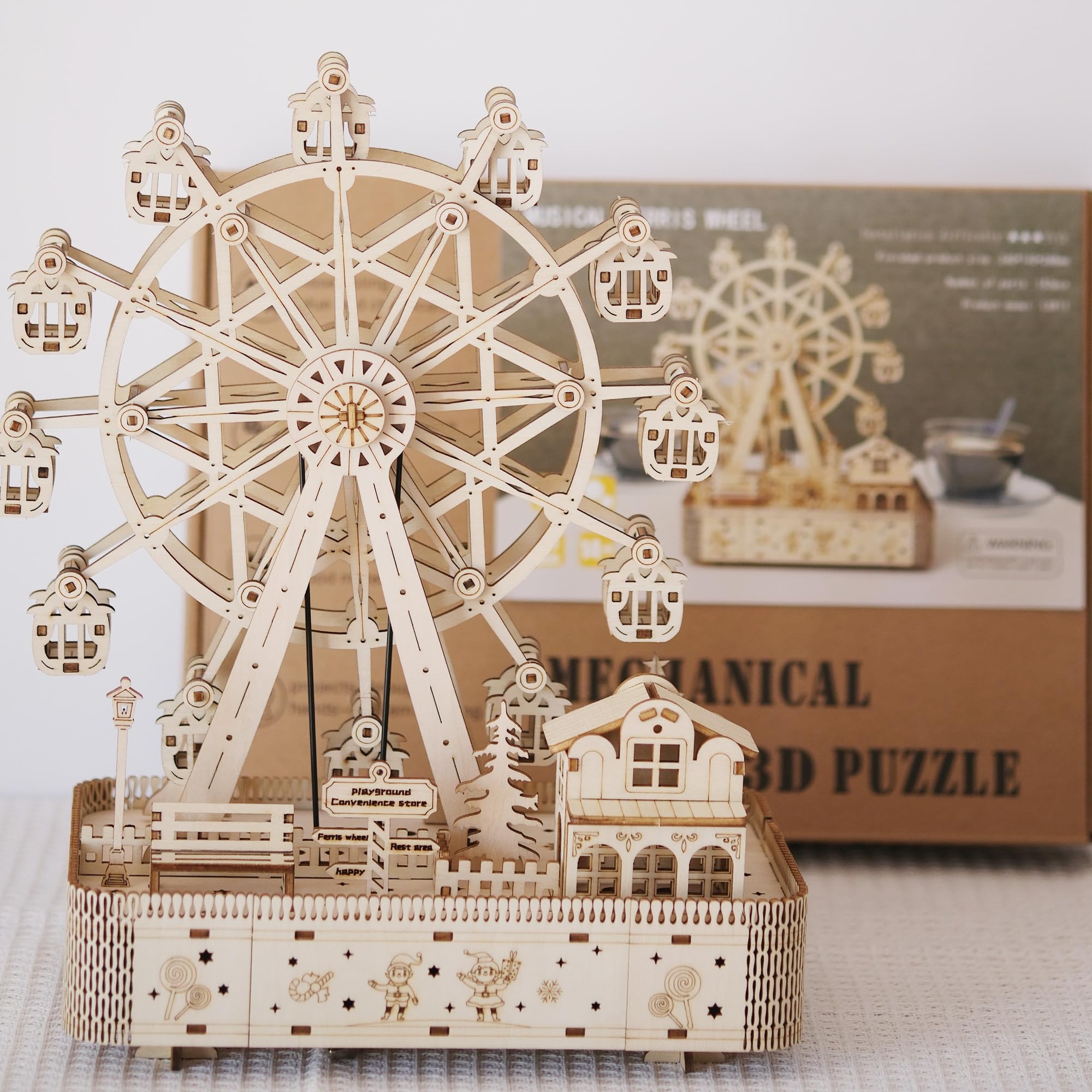 Amazon | Suerte 3D木製パズルオルゴール 大人用 観覧車モデルキット