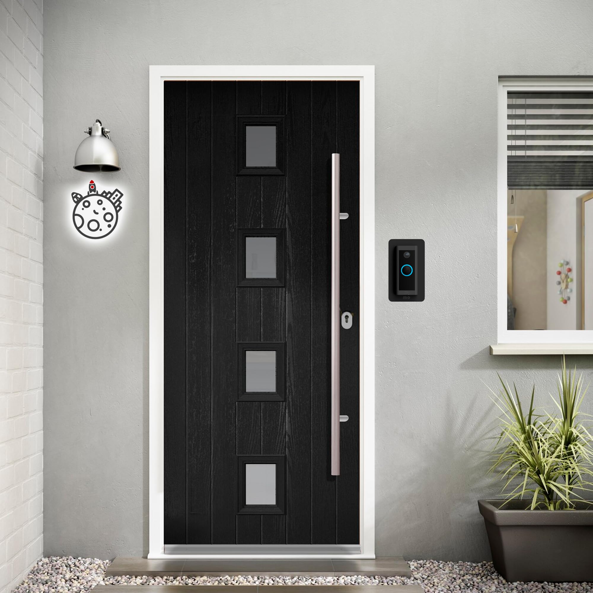Piastra da parete per plastica Perspex compatibile con RingWired Video Doorbell | Videocitofono cablato | resistente con finitura opaca ad anello