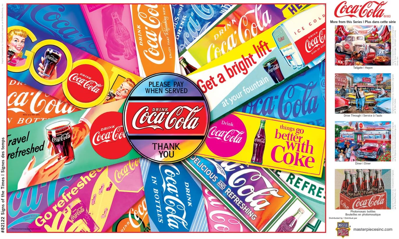 Masterpieces 1000 Piece Jigsaw Puzzle for Adults and Families - Coca-Cola Signs of The Times - 19.25"x26.75"