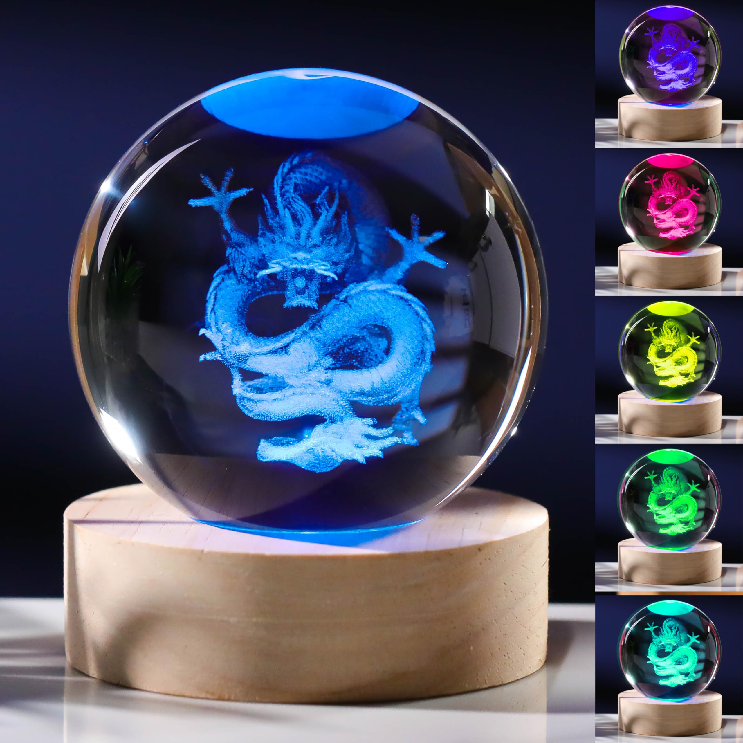 3D Dragon Gifts for Women Crystals Ball 60mm Dragon