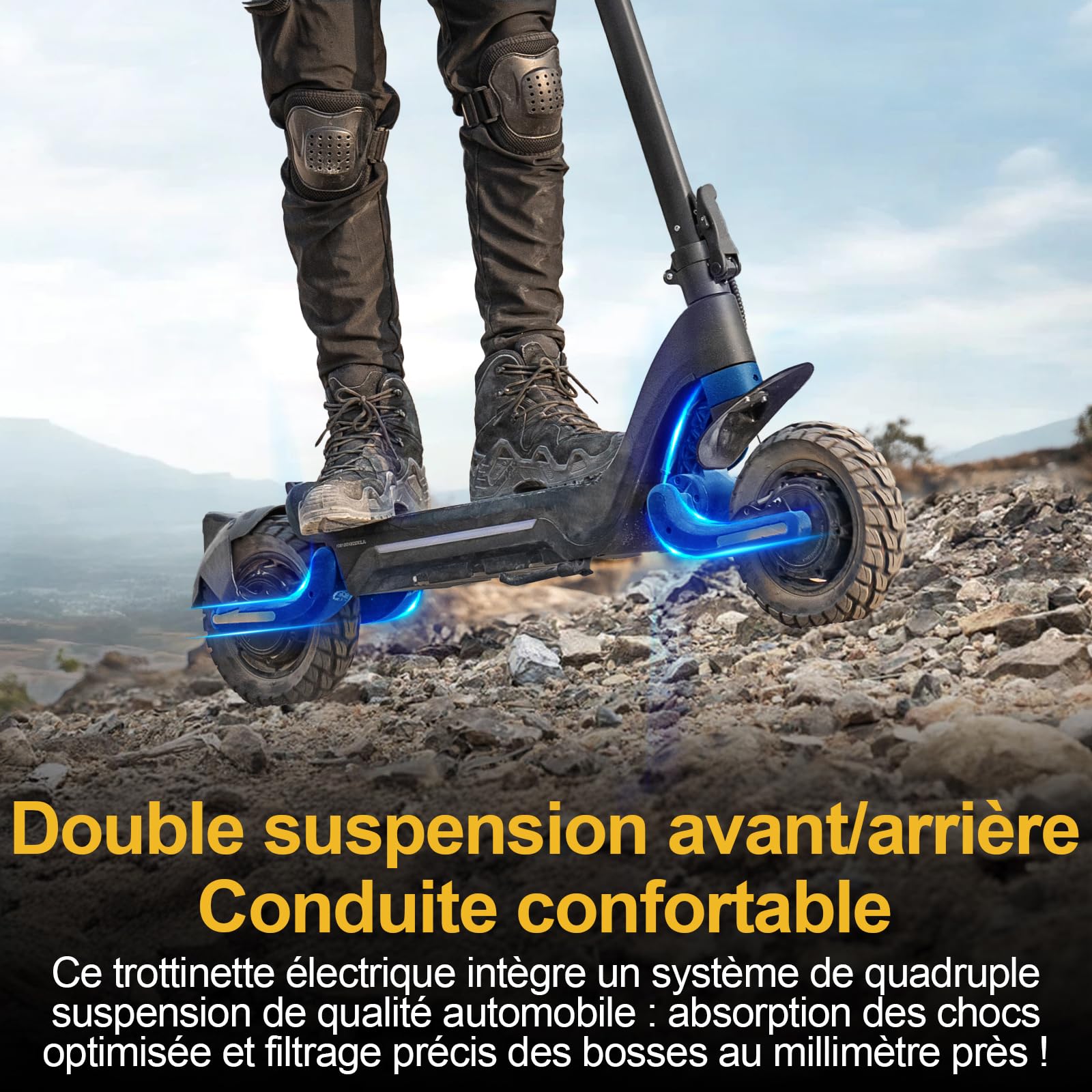 TODIMART X5S Trotinette Electrique Adulte Puissante APP Contrôle Autonomie 85km Batterie 48V 20Ah Moteur 1000W*2 Trottinette électrique Adulte Tout Terrain Double Suspension Scooter Electrique